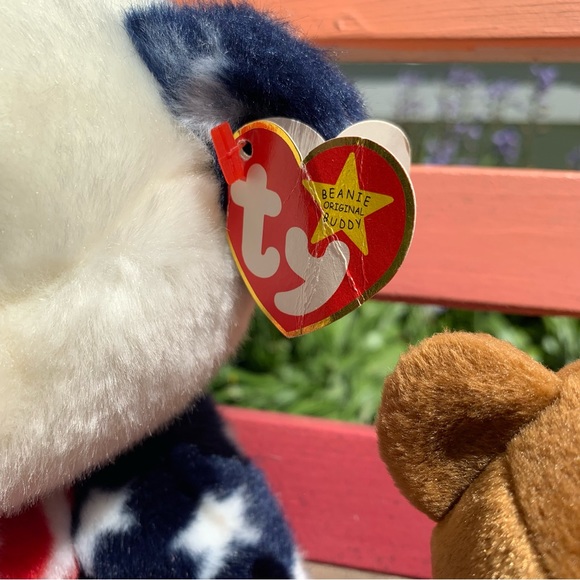 Ty Bundle of 2️⃣ Patriotic Bears 🇺🇸🐻 Spangle Beanie Buddy + Hero Beanie Baby - Picture 14 of 15